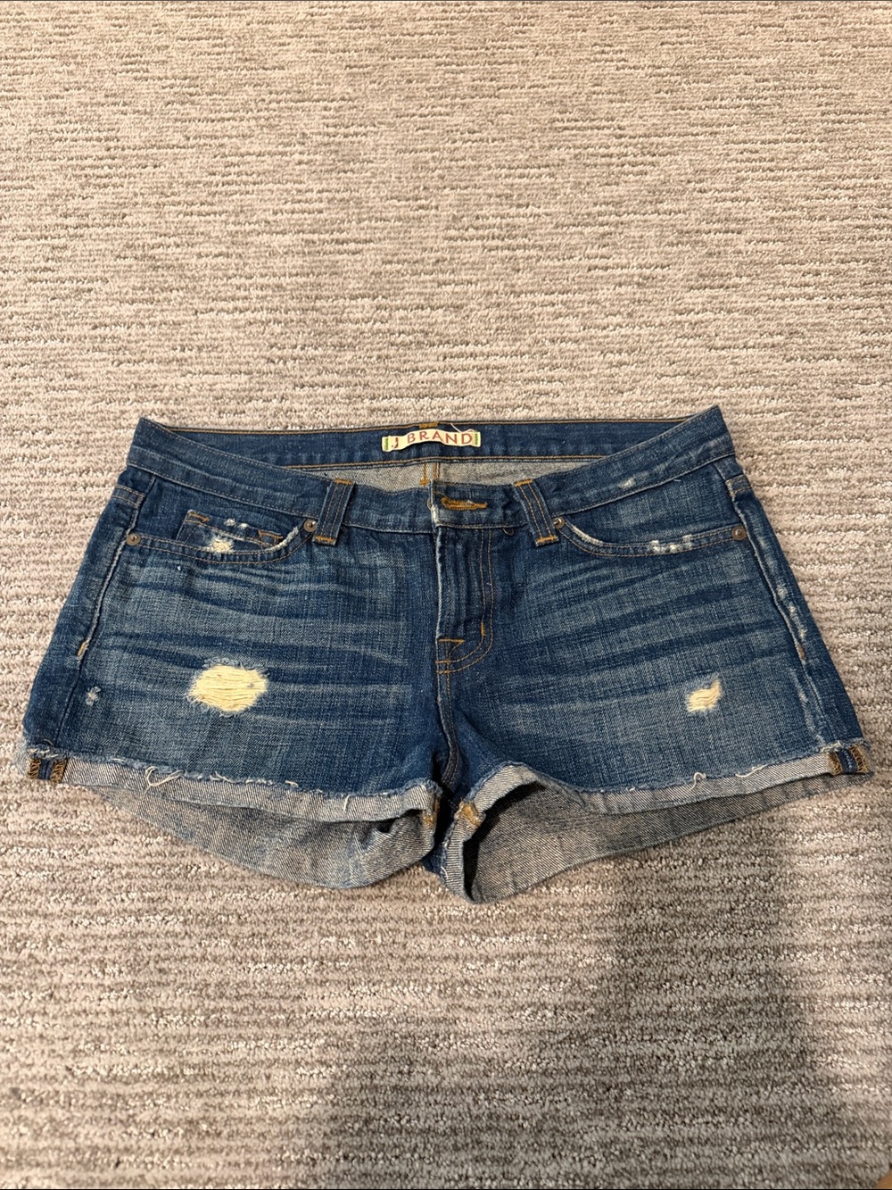 J Brand Distressed Blue Denim Jean Shorts
